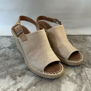 Women’s TOMS Monica Espadrille 4” Wedge Slingback Sandals 8.5